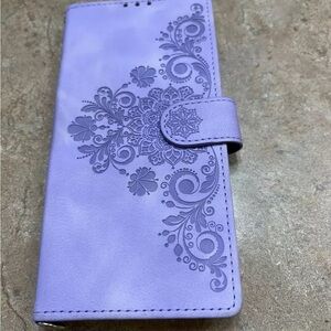 Purple Floral Embossed Wallet Case